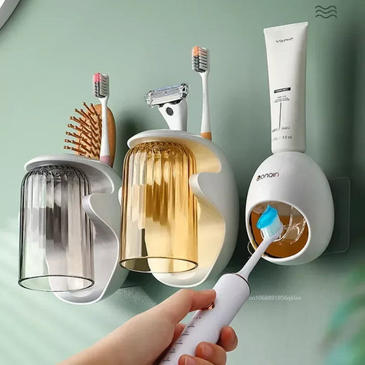 Cartoon Toothpaste Dispenser Automatic Toothpaste Squeezer New Wall-Mount Holder Toothbrush Rack Bathroom Washroom  Accessories