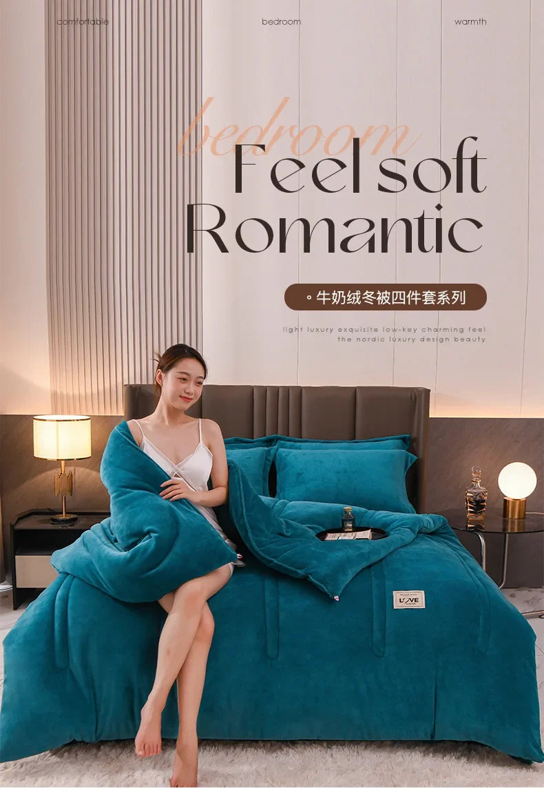 Thicken Lamb Double-faced Velvet Quilt Wool Super Warm Winter Comforter Students Dormitory Luxury Blanket Soft Quilt Duvets