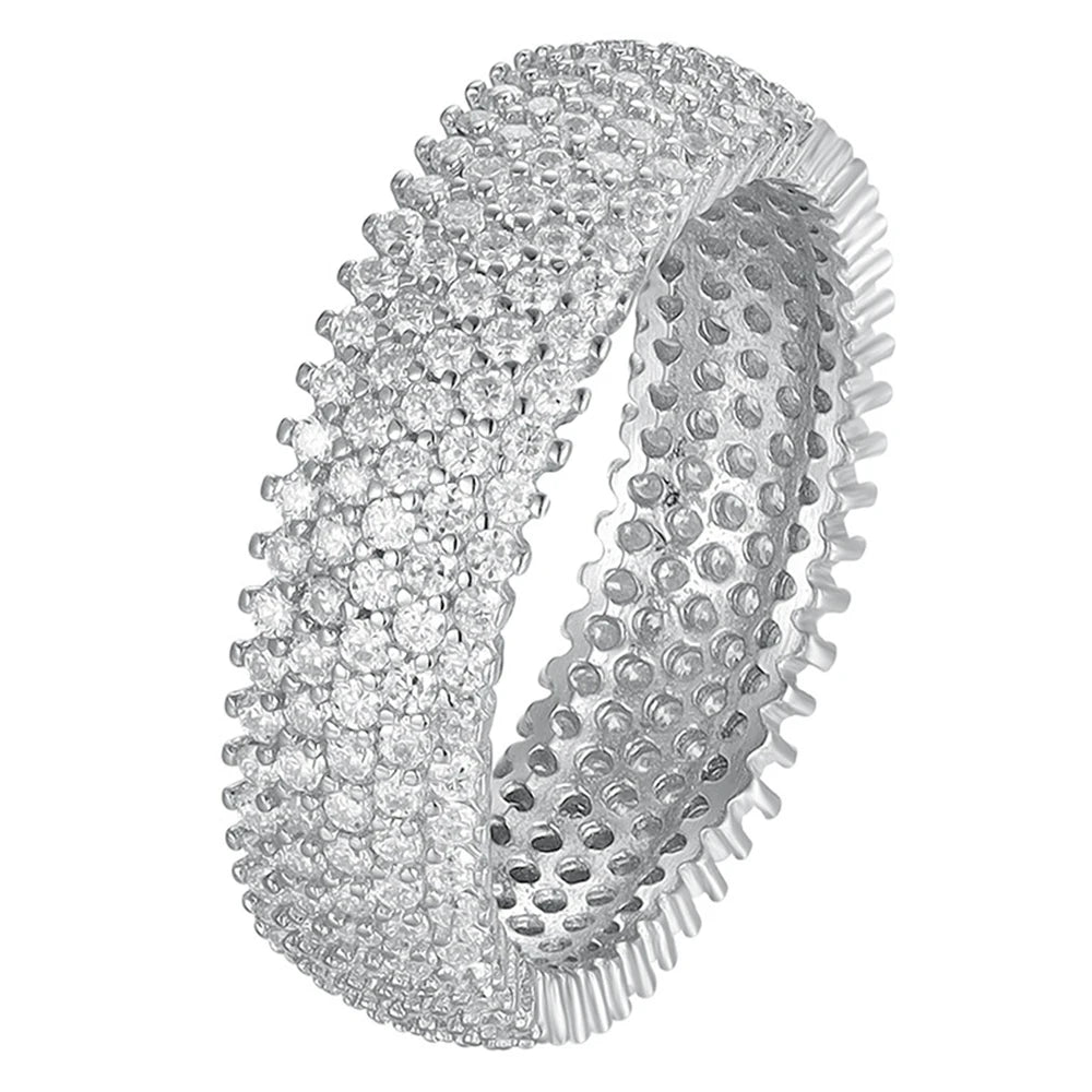 Wong Rain 925 Sterling Silver 3EX VVS1 D Color Real Moissanite Diamonds Gems Row Ring Wedding Party Fine Jewelry Band Wholesale