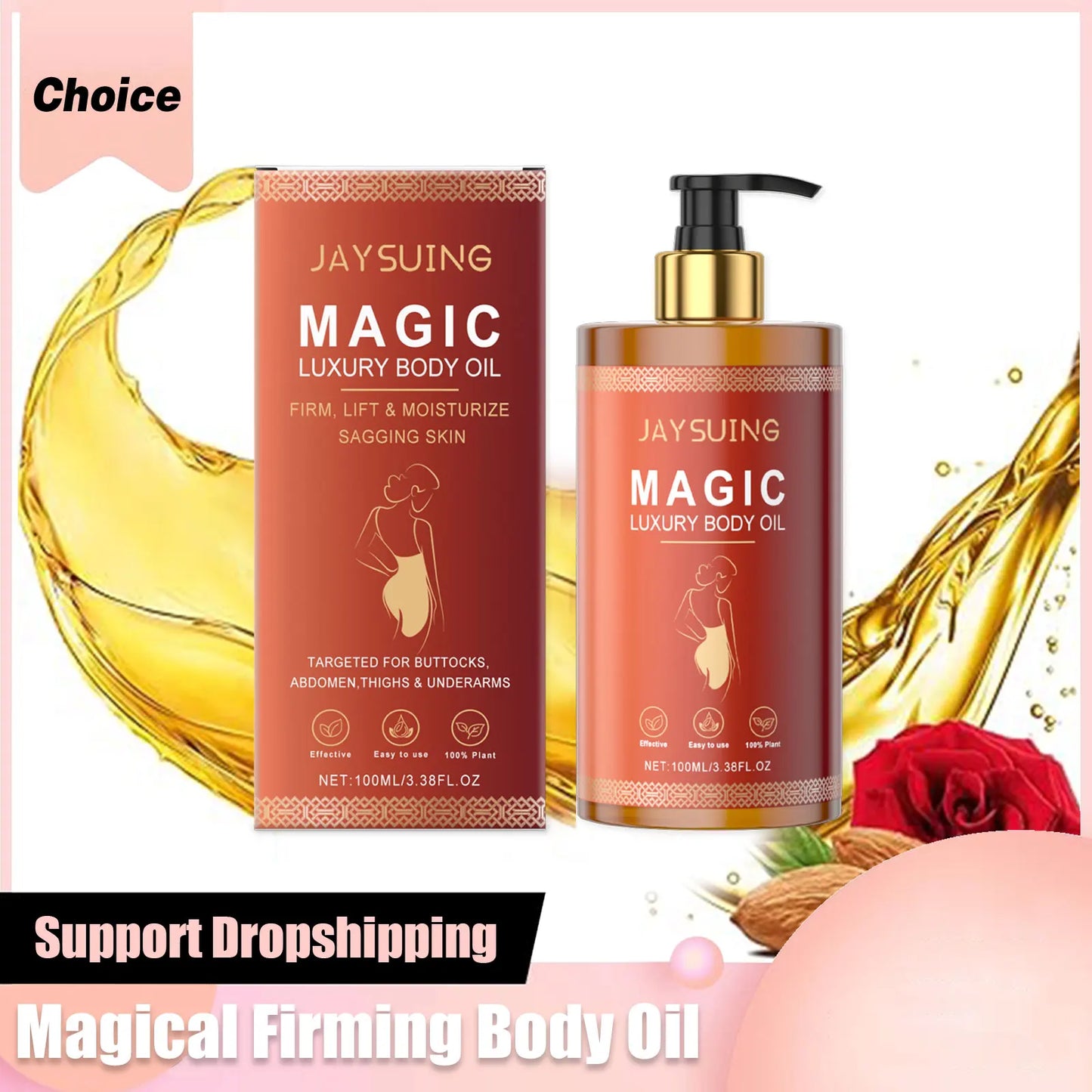 Magic Body Firming Oil Skin Tightening Anti-Aging Refreshing Abdomen Thigh Improve Elasticity Hydrate Anti Cellulite Massage Oil