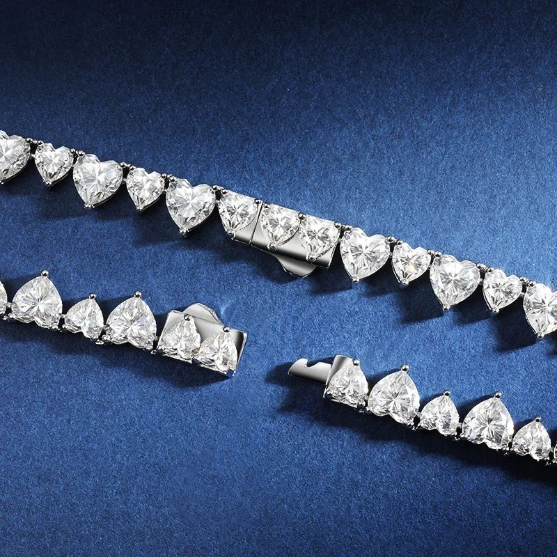 TBCYD 47/53.5ct 5mm 6.5mm D Color Heart Moissanite Necklace For Women Wedding Party Anniversary Gift Fine Jewelry