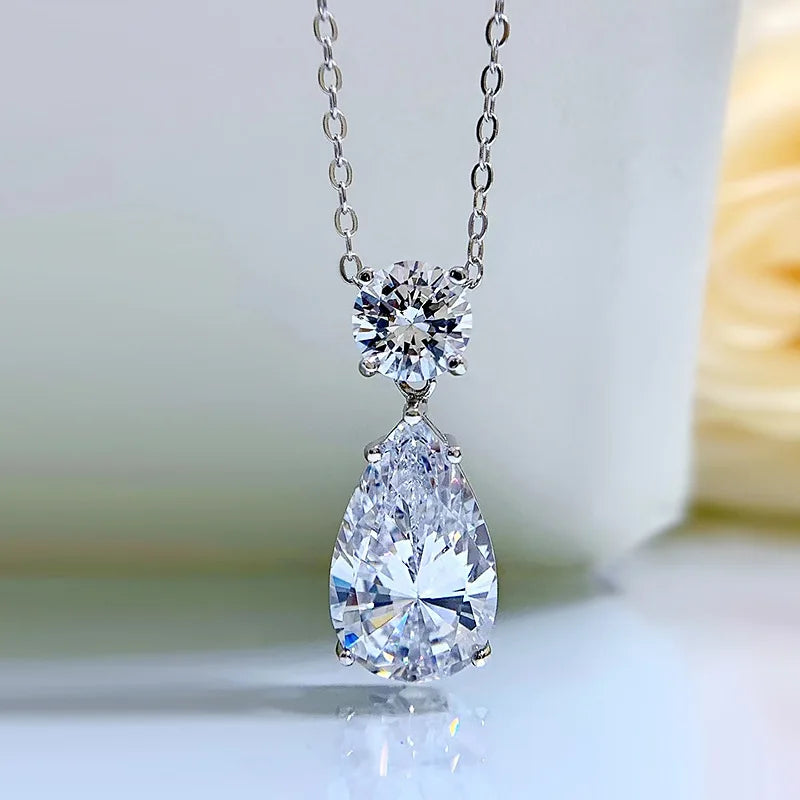Queen Heart Lab Moissanite Diamond Pendant 100% Real 925 Sterling Silver Wedding Chocker Necklace for Women Engagement Jewelry
