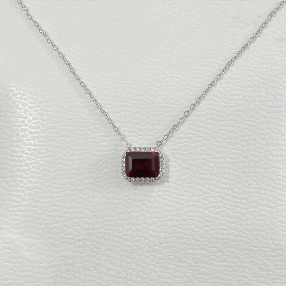 Wong Rain Solid 925 Sterling Silver 6*8 MM Sapphire Emerald Citrine Aquamarine Gems Pendant Necklace Fine Jewelry Gift Wholesale