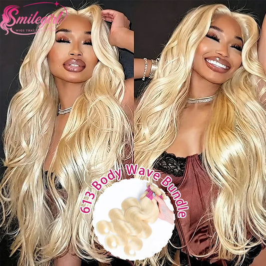 Smilegirl 12A Raw Virgin Human Hair 613 Blonde Bundles Body Wave Premium Double Weft Hair Extensions 10-30 Inch 1 3 4 Bundles for Women