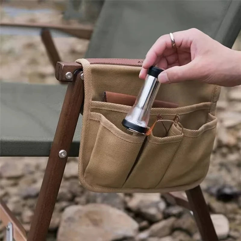 Camping Chair Armrest Storage Bag Canvas Folding Chair Organizer Side Pocket Pouch Bag For Outdoor Camping Picnic Fishing Bag