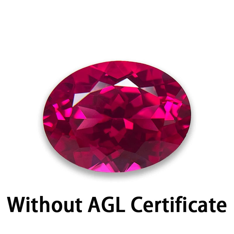 Lab Grown Ruby Rubellite Oval Cut Gemstone Beads for Jewelry Making Materials Selectable AGL Certificate