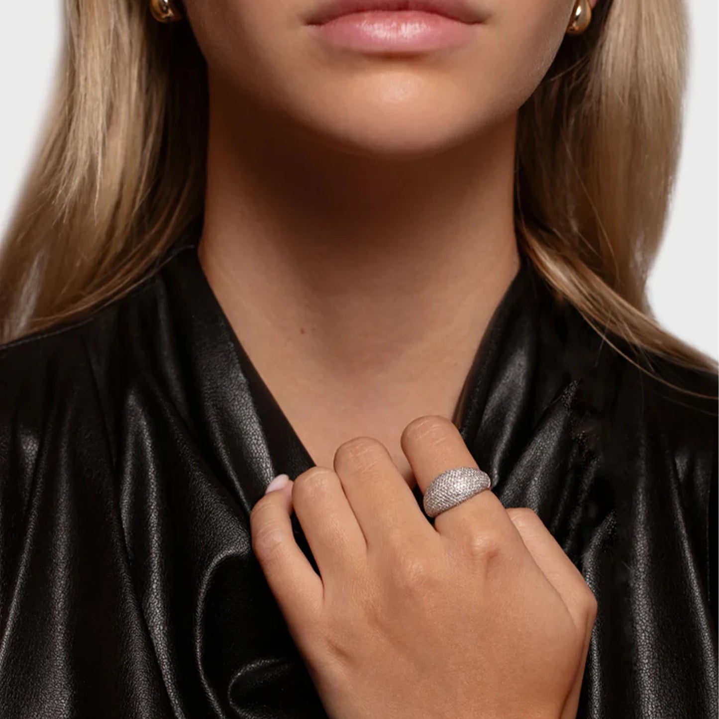 DPLAOPA Women 100% 925 Sterling Silver Full ZIrcon CZ Pave Large Ring Women Rock Punk Wedding Wedding Split Jewels