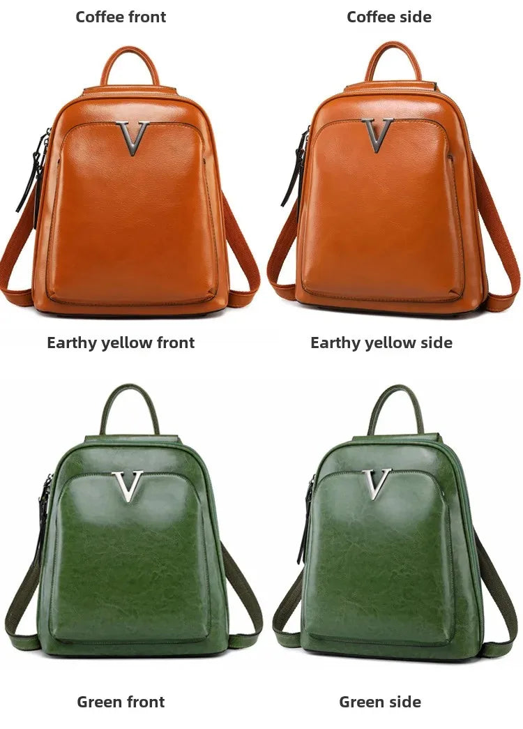 Fashionable High-Quality Leather Women's Backpack Casual Multifunctional Large Capacity Hot Sale Of The Season New Style Double