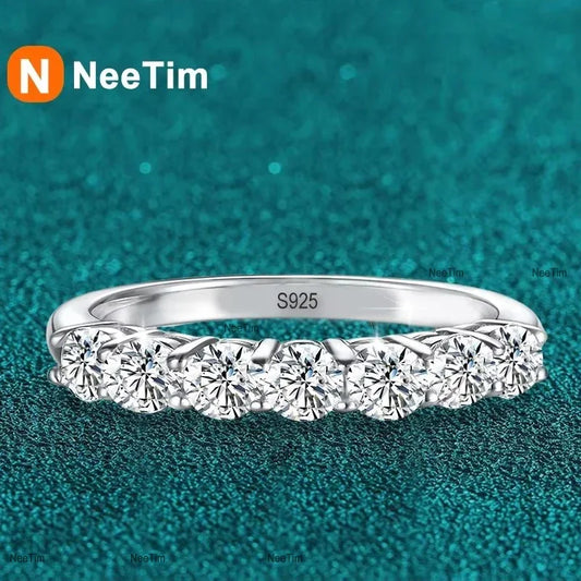 NeeTim 3mm Moissanite Ring for Women S925 Sterling Silver Rings with White Gold Plated Diamond Wedding Bridal Band Fine Jewelry