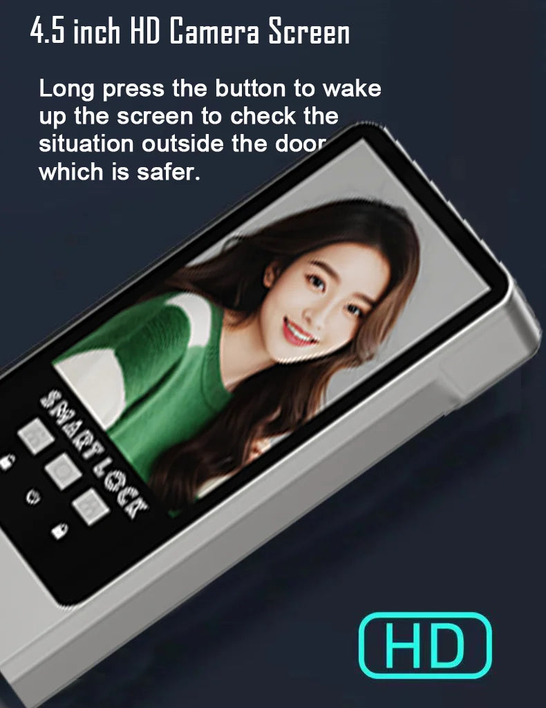 Tuya APP Smart Life APP Control Voice Intercom Smart Lock 3D Face Recognition Fingerprint Password Smart  Door Lock With Camera