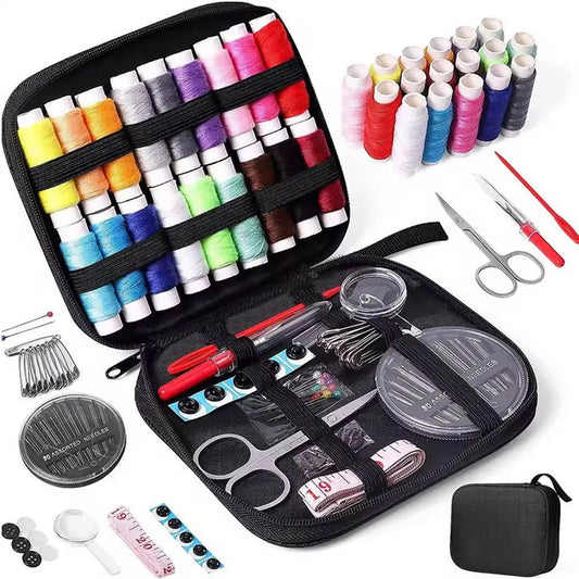 Professional Complete Sewing Kit with Threads Needles Scissors Tape Measure Buttons Portable Travel Sewing Case for DIY Repairs