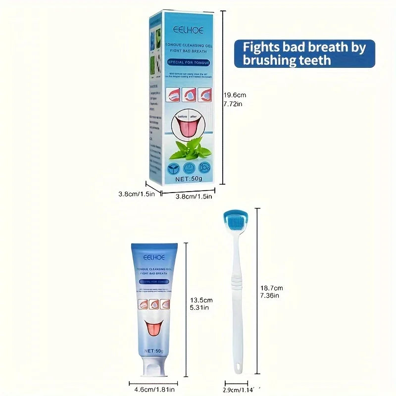 Tongue Cleansing Gel With Brush, Tongue Cleaning, Mouth Care, And Freshen Your Oral Hygiene 50g(1. 76oz)