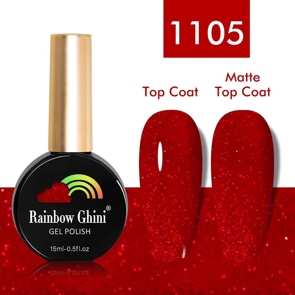 Rainbow Ghini 15ml Glitter Dark Red Gel Nail Polish Semi-Permanent Varnish UV Pale Red Nail Gel Art Supplies for Professionals
