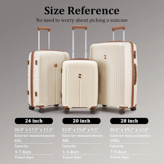 PP Hard Shell Lightweight Durable Luggage Sets, Travel Suitcase with Duffel Bag and Toiletry Bag, TSA Lock, Spinner Wheels