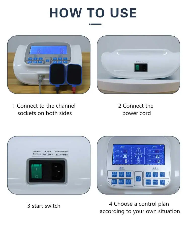 2 Channel Nerve Tens Unit Ems Physical Therapeutic Low Frequency Massager Electric Pulse Pain Relief Tens Machine