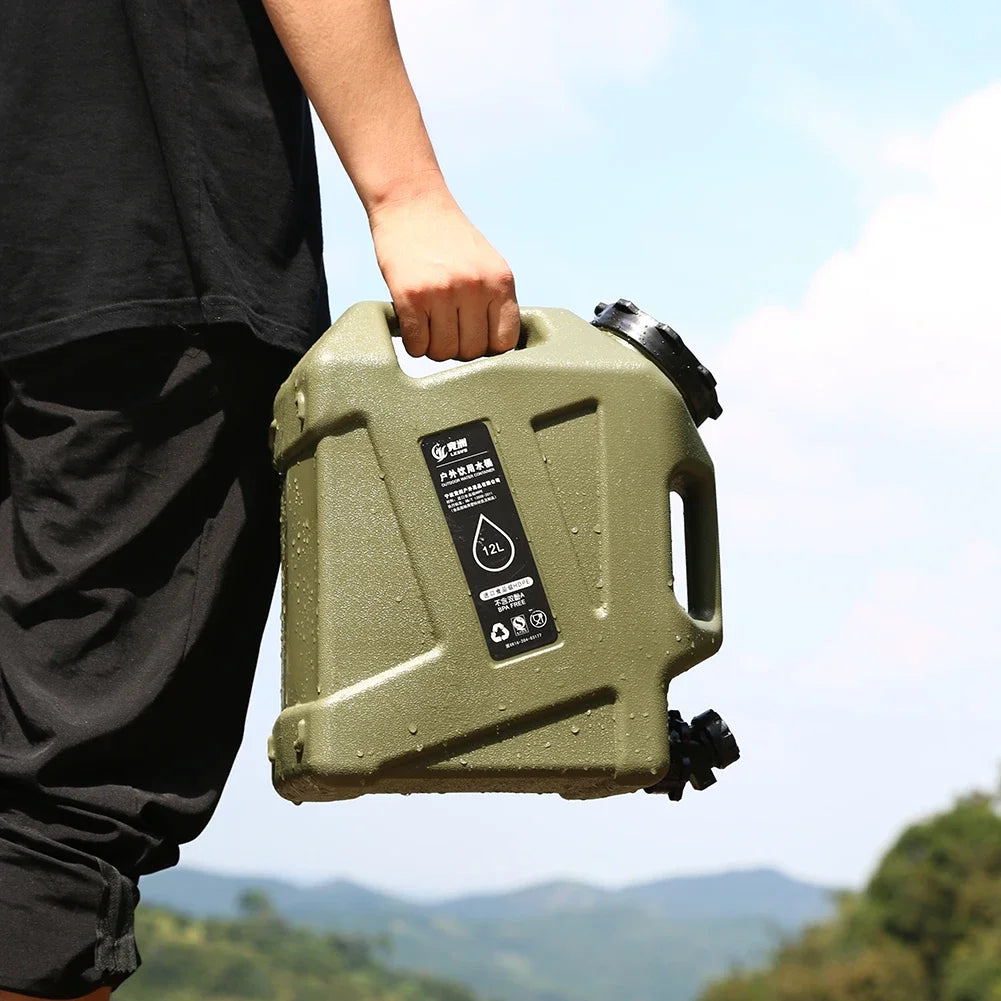 12L Camping Water Container Outdoor Water Bucket Large Capacity Portable Water Bag Detachable Faucet Picnic Drive Water Tank
