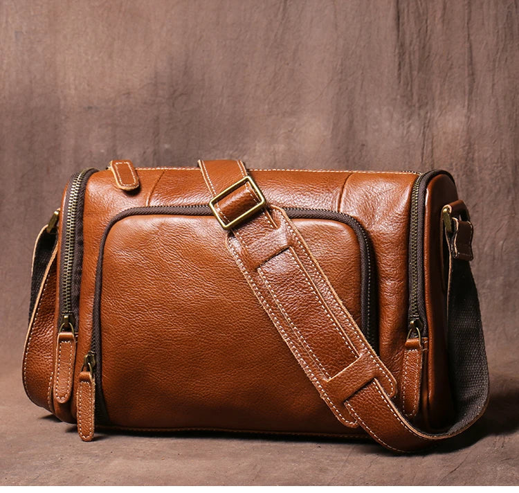 GURO Higher Quality Genuine Leather Shoulder Bag Men's Party Deluxe Crossbody Vintage Top Cowhide multicompartment Messenger Bag