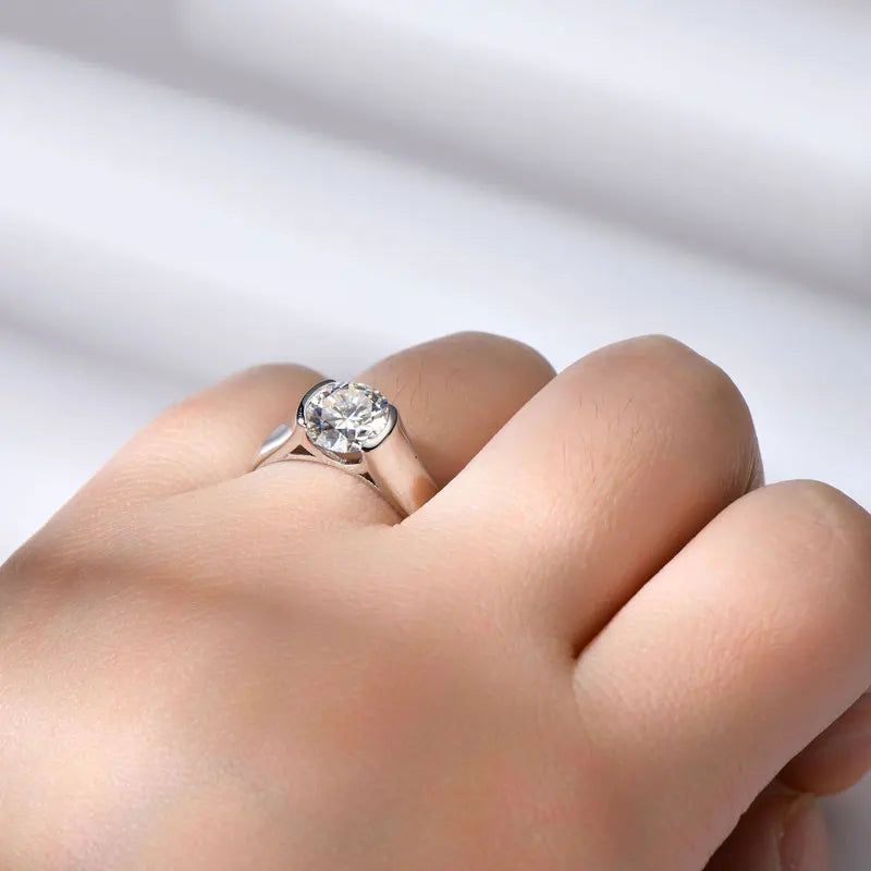 Ehhai GRA Certified 2CT Solitaire Moissanite Lab Diamond Engagement Rings for Women Men 925 Sterling Silver Wedding Jewelry Gift