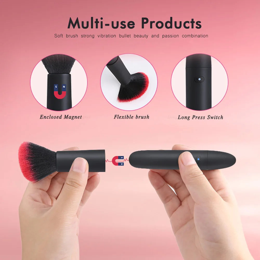Electric Loose Powder Brush Quick Makeup Brush Blush 10 Gears Vibration Rechargeable Multifunctional   Makeup Brush Tools