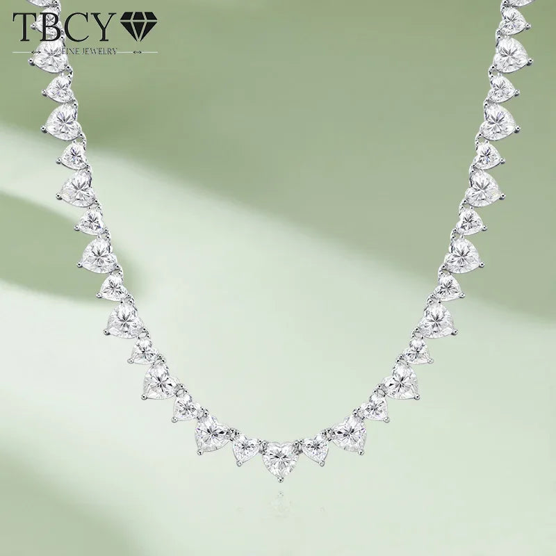 TBCYD 47/53.5ct 5mm 6.5mm D Color Heart Moissanite Necklace For Women Wedding Party Anniversary Gift Fine Jewelry