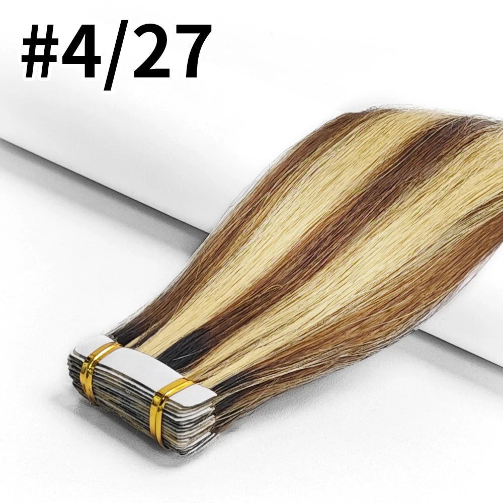 Tape In Hair Extensions Remy Human Hair 20pcs Straight Seamless Skin Weft Tape Hair Extensions Natural Black Hair For Women
