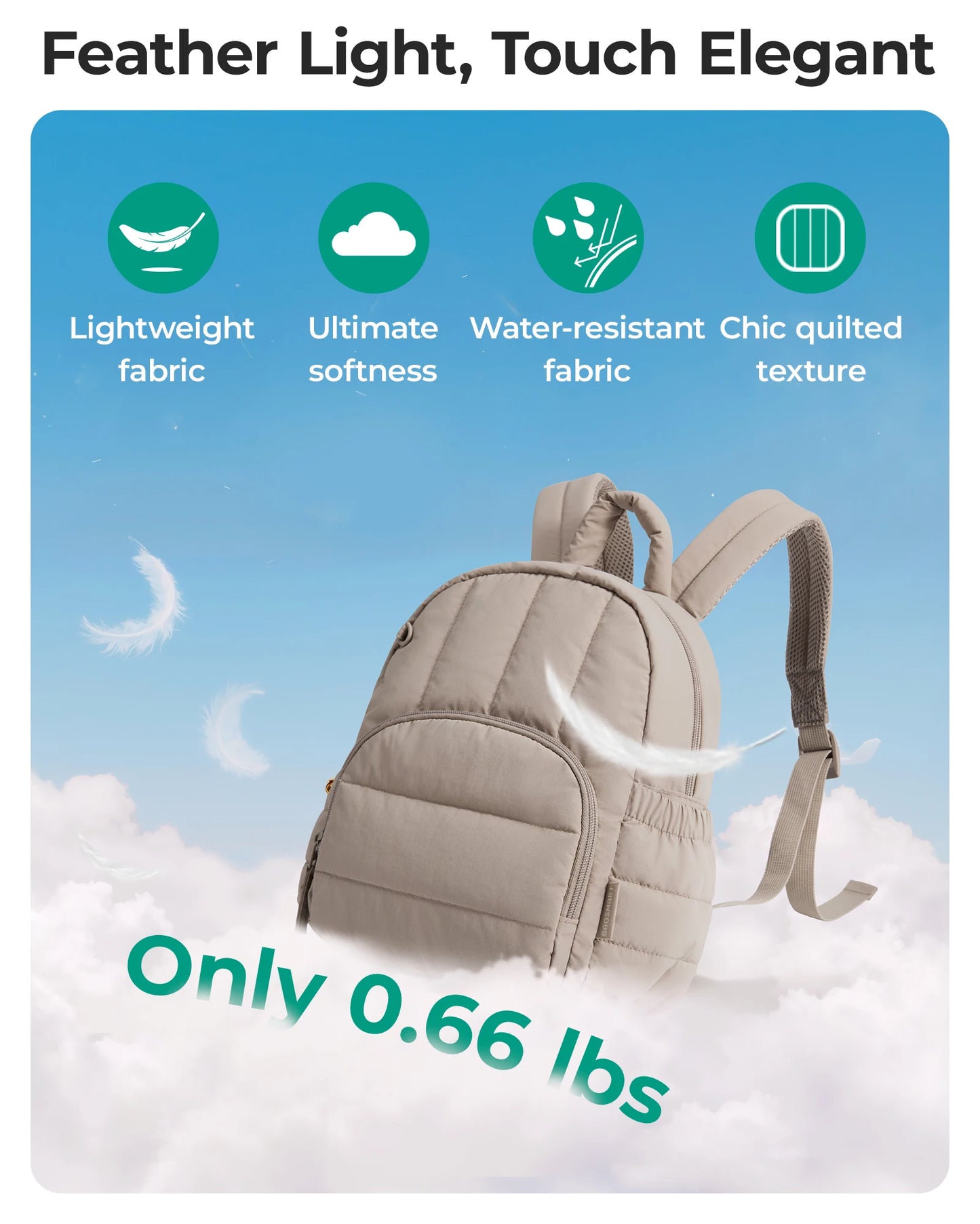 BAGSMART Mini Backpack for Women Lightweight Puffer Small Backpack Purse Quilted Casual Travel Daypack Cute Waterproof Bookbag