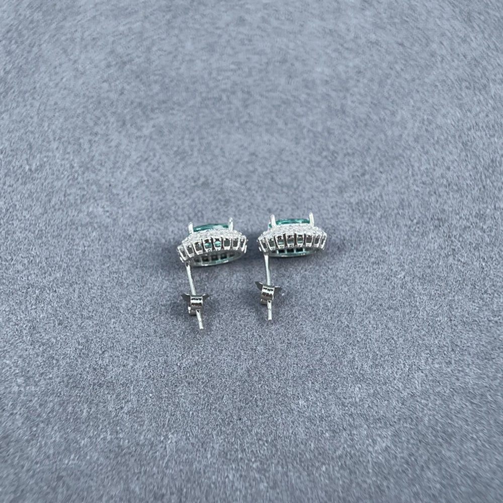 Wong Rain Solid 925 Sterling Silver Oval Cut 5*7MM Lab Sapphire Citrine Aquamarine Gem Ear Studs Earrings Fine Jewelry Wholesale