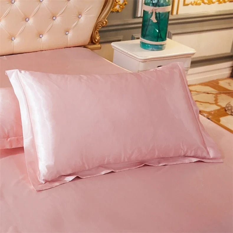 Luxury Silky Smooth Satin Pillowcase Solid Color Envelope Pillow Case Bedding Bedroom Sleep Pillowcover 48x74