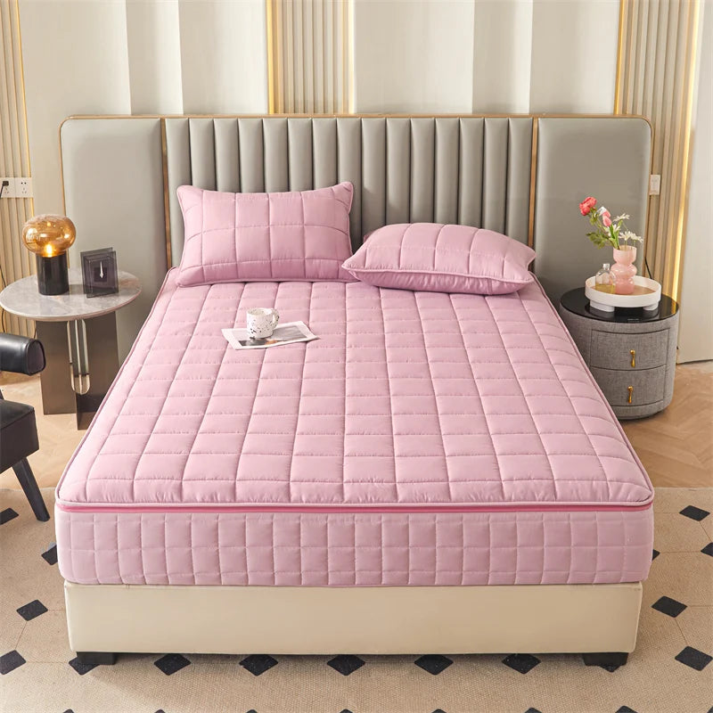 Six Sides All Inclusive Mattress Cover with Zipper Thicken Fitted Sheet Quilted Mattress Protector Pad Couple Customized Size