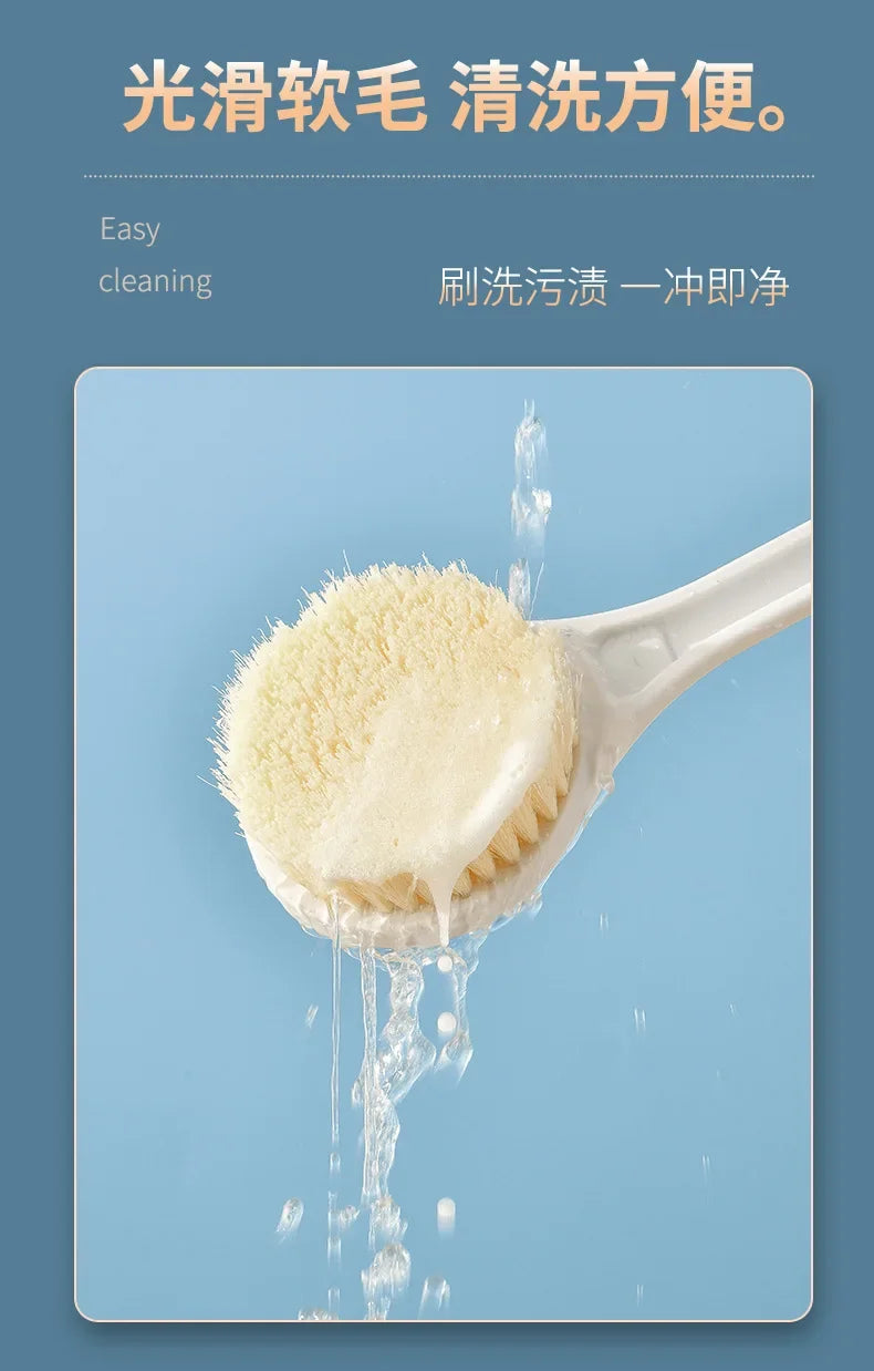 Long Handle Bath Brush Soft Hair Back Bath Brush Bathroom Body Bath Brush Mud Back Scrubber Shower Massage Exfoliation Brush