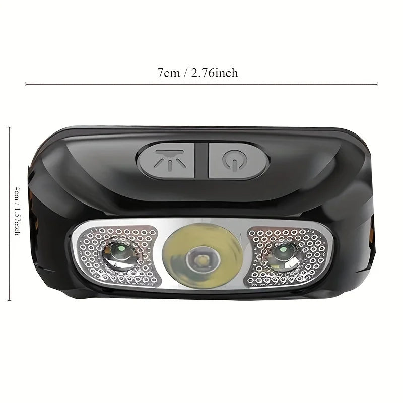 Powerful Headlamp LED Sensor Strong Light Headlamp Mini USB Rechargeable Flashlight Head Light Portable Camping Search Light
