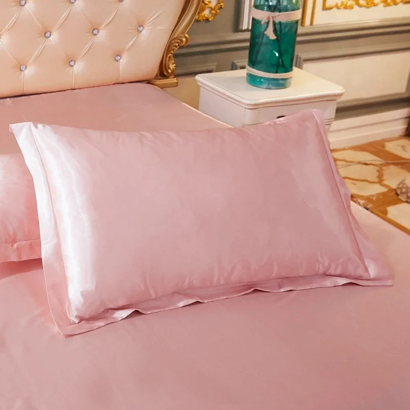 Luxury Silky Smooth Satin Pillowcase Solid Color Envelope Pillow Case Bedding Bedroom Sleep Pillowcover 48x74