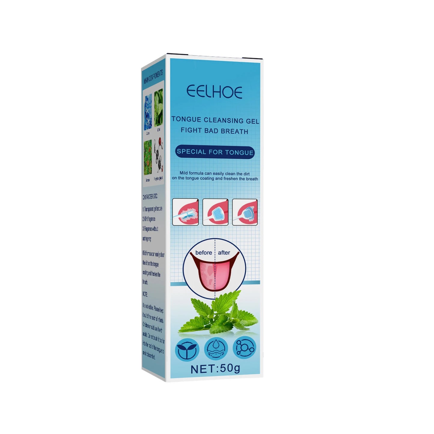 Tongue Cleansing Gel With Brush, Tongue Cleaning, Mouth Care, And Freshen Your Oral Hygiene 50g(1. 76oz)