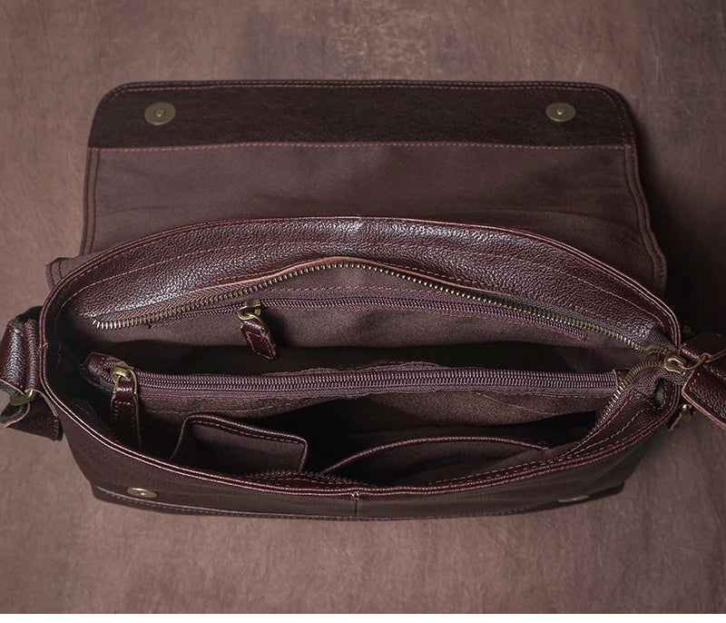 Luxury Design Genuine Leather Shoulder Bag Men's Business Briefcase Natural Cowhide Retro Crossbody Daily Commuter Messenger Bag