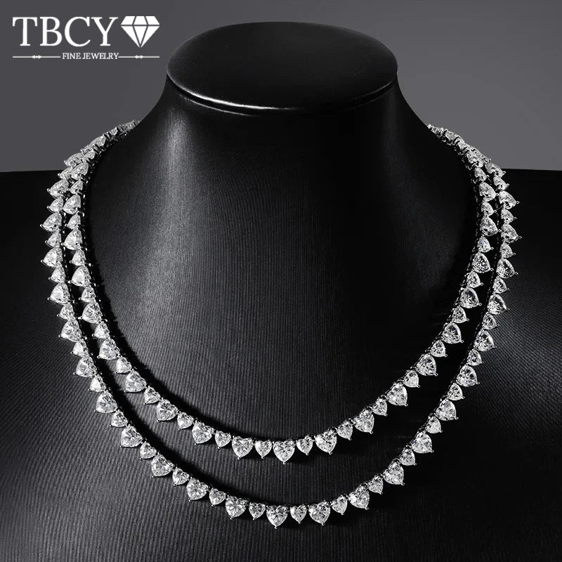 TBCYD 47/53.5ct 5mm 6.5mm D Color Heart Moissanite Necklace For Women Wedding Party Anniversary Gift Fine Jewelry