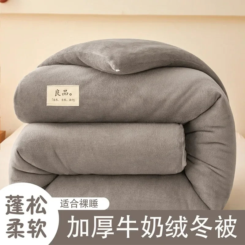 Thicken Lamb Double-faced Velvet Quilt Wool Super Warm Winter Comforter Students Dormitory Luxury Blanket Soft Quilt Duvets