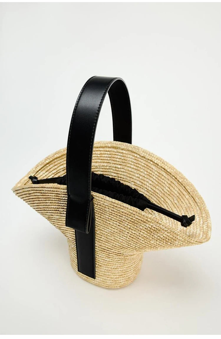 Casual Wicker Woven Basket Bags Rattan Women Handbags Handmade Summer Beach Straw Tote Bag Designer Shoulder Crossbody Bag 2024