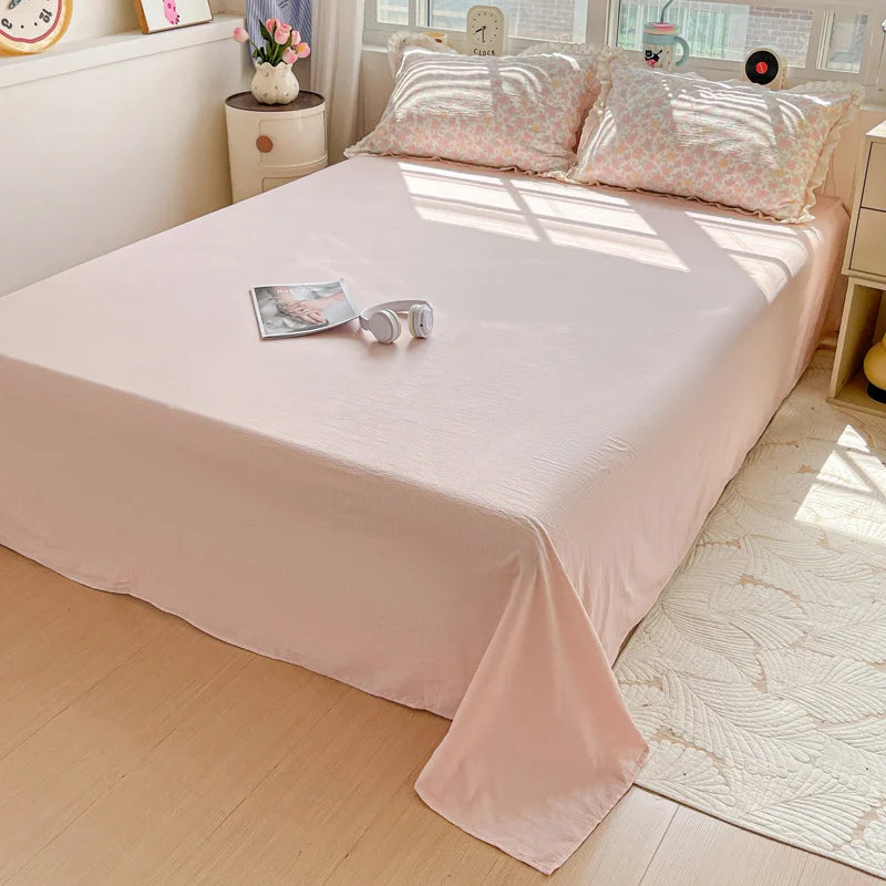 INS Princess Bedding Set 이불세트 2025 New Soft Wrinkled Double-layer Bed Flat Sheet Twin Queen Size Duvet Set Pillowcase Bed Linens
