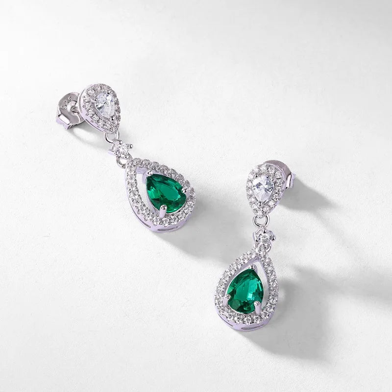 OEVAS Vintage Lab Grown Emerald  Earrings for Women High Carbon Diamond earrings 100% 925 Sterling Silver Fine Jewelry  Gift
