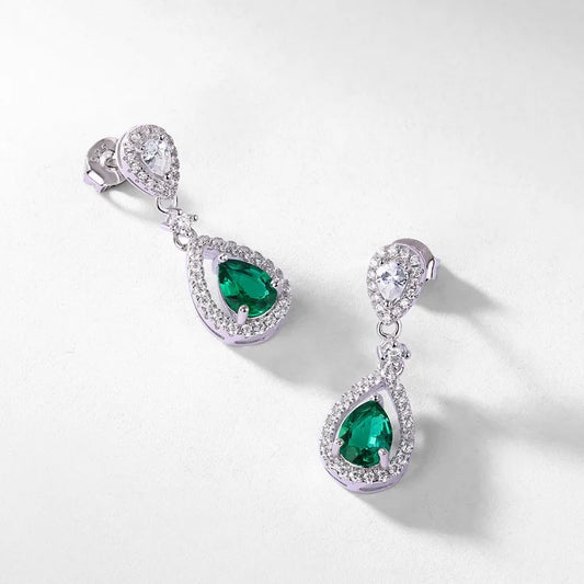 OEVAS Vintage Lab Grown Emerald  Earrings for Women High Carbon Diamond earrings 100% 925 Sterling Silver Fine Jewelry  Gift