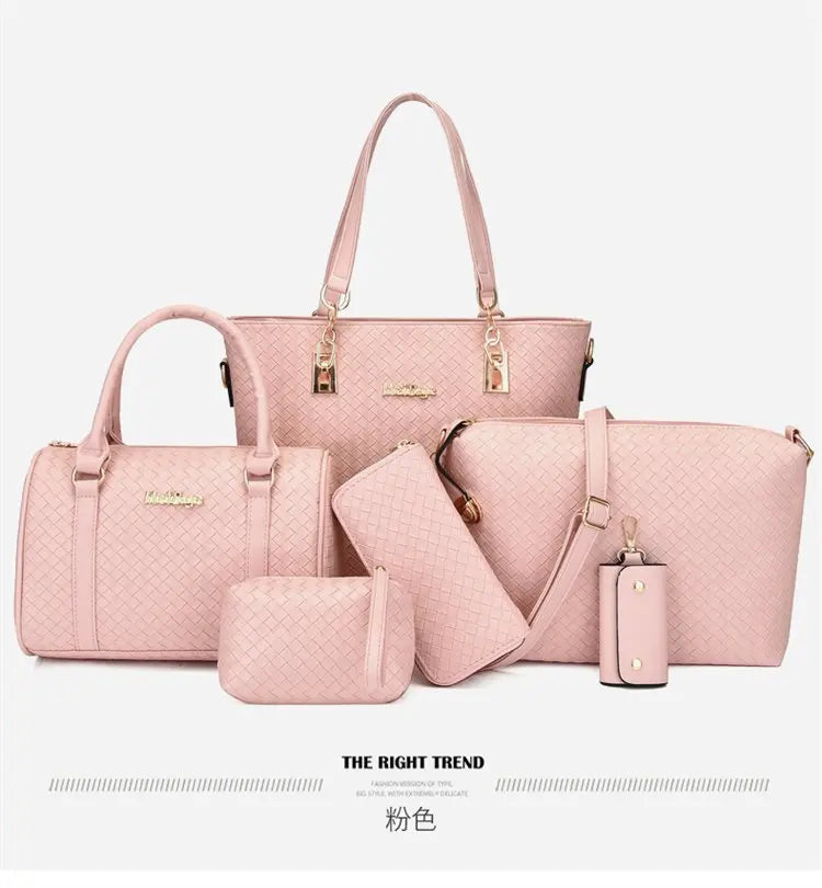Fashionable Urban Simple Large Capacity Mother-Daughter Shoulder Bag Women's Handbag Set Six Pieces Crossbody Handbag