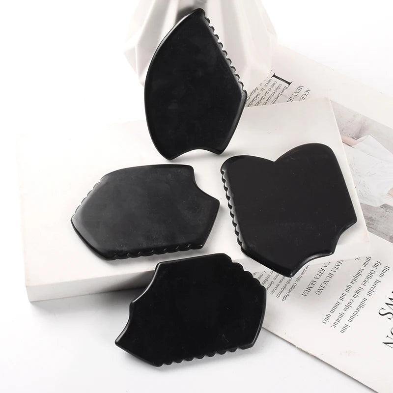 SPA Acupuncture Scraping Body Foot Back Face Neck Massager Beauty Guasha Board Black Bian Stone Gua Sha Massage Tools