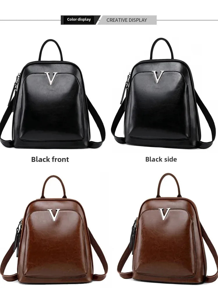 Fashionable High-Quality Leather Women's Backpack Casual Multifunctional Large Capacity Hot Sale Of The Season New Style Double