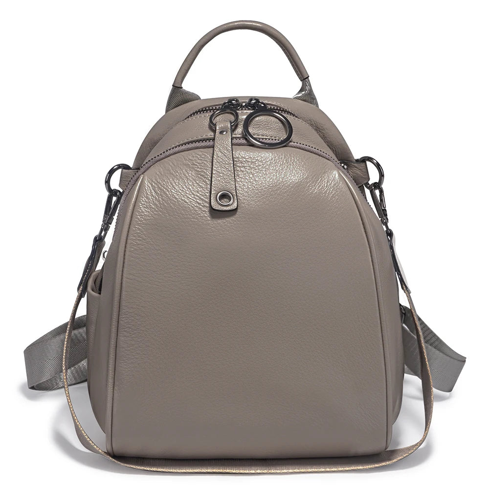 Zency Women's Soft Genuine Leather Travel Backpack Large Capacity Convertible Rucksack Knapsack Multi-compartment Shoulder Bag