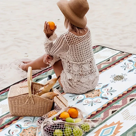 Outdoor camping picnic blanket, suitable for camping, barbecues, hiking and traveling. Portable beach mat, hand wash only.