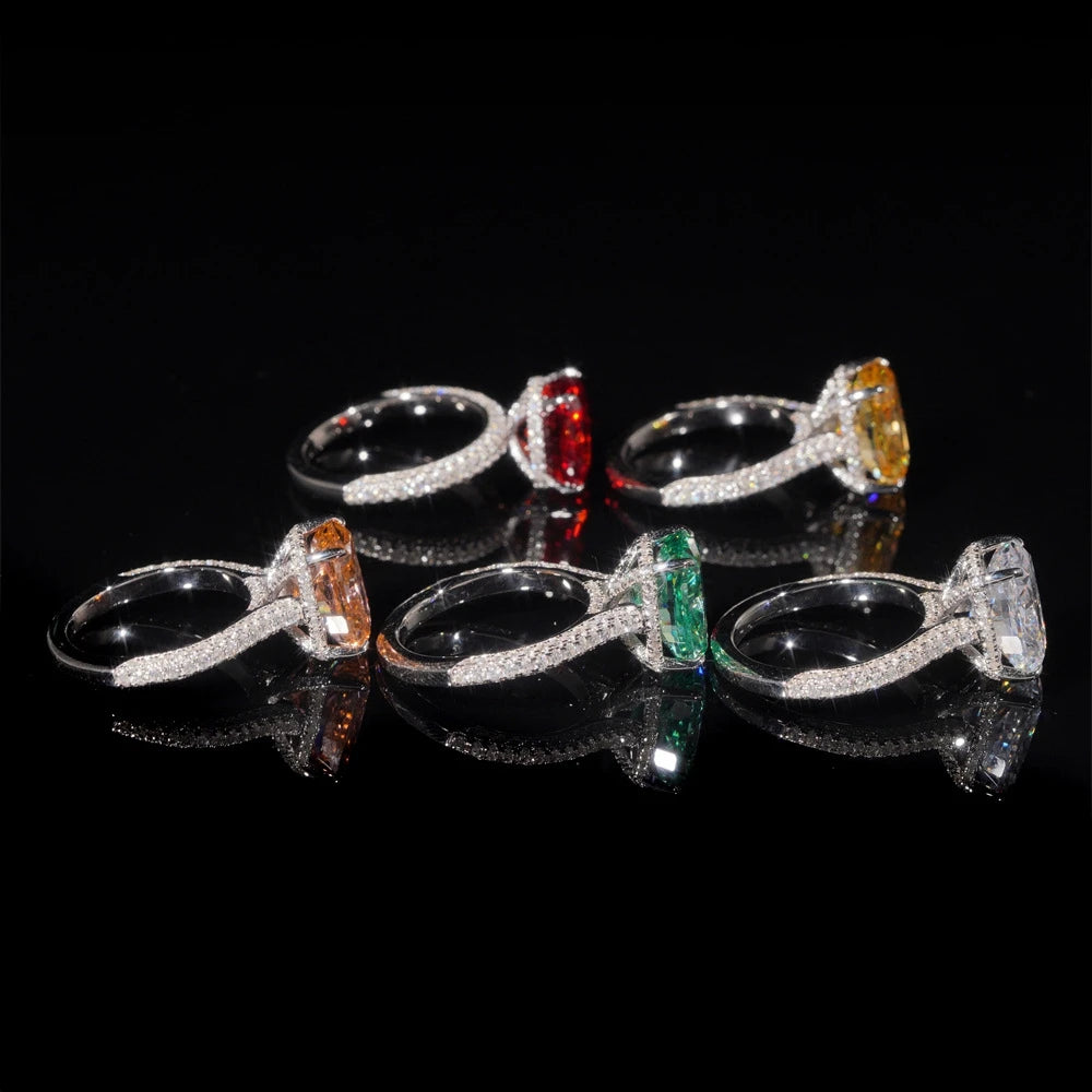 Wong Rain 925 Sterling Silver Crushed Ice Cut 9*12 MM Lab Sapphire Paraiba Citrine Morganite Gems Engagement Rings Fine Jewelry