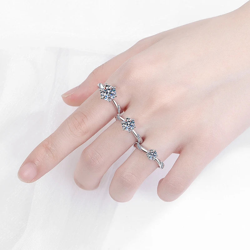 NeeTim 1ct - 3ct Moissanite Ring 925 Sterling Silver with Gold Plated Diamond Engagement Wedding Band Fine Jewelry For Women