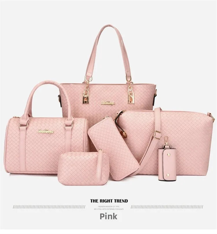 Fashionable Urban Simple Large Capacity Mother-Daughter Shoulder Bag Women's Handbag Set Six Pieces Crossbody Handbag