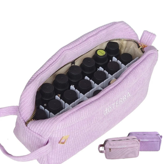 Corduroy Essential Oil Storage Bag 14 Slots 15ML Travel Essentials Oil Case Portable Perfume Carrying Organizador Cosmetic Bag
