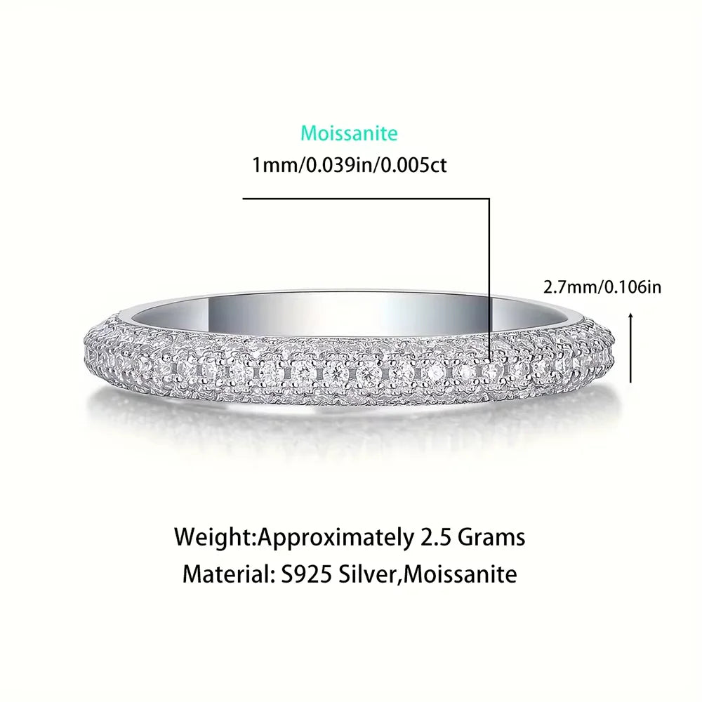 Full Eternity Moissanite Ring for Women Men Diamond Wedding Band Engagement Anniversary Gift in S925 Sterling Silver